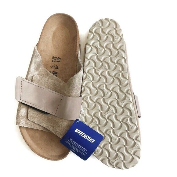 Birkenstock Kyoto Nubuck Suede Leather Sandals Womens 10 Mens 8 Taupe Regular - Picture 8 of 9